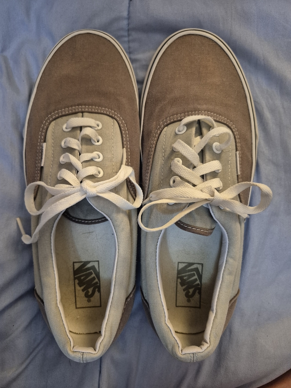 Vans Two-Tone Canvas Sneakers in Brown & Cream